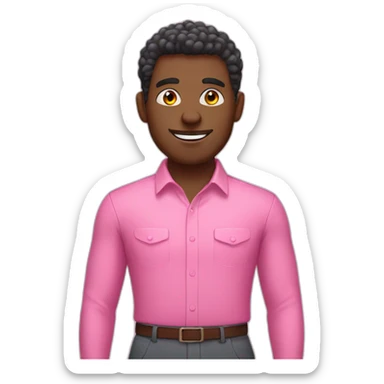 afroamerican salesman with pink shirt sticker