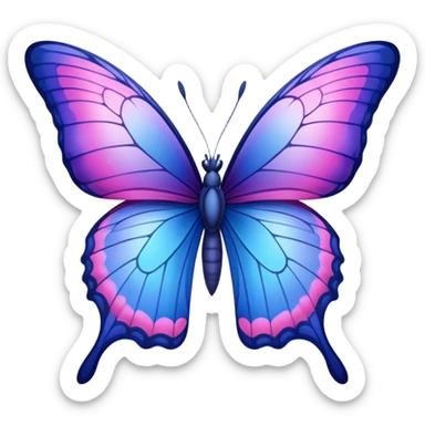 Gradient iridescent Pink indigo violet blue butterfly sticker