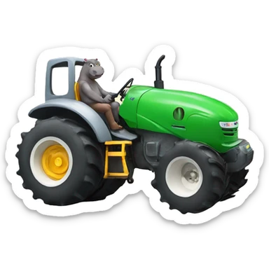 Hippo with a tractor  sticker