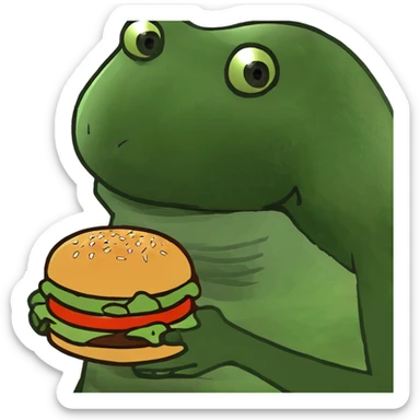 Big fat man with burger sticker