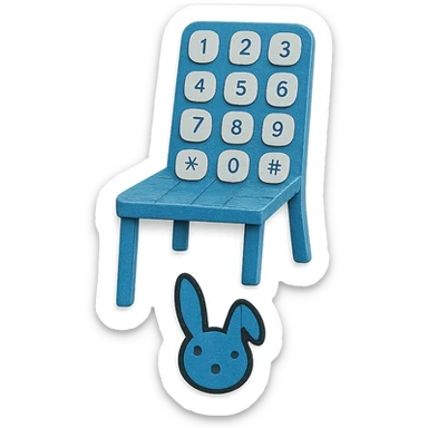 paper craft style album cover featuring a chair made of phone buttons, Bad Bunny motif sticker