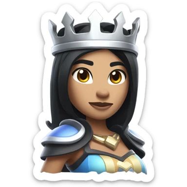 Clash royale the tower princess , white skin , black hair, and black crown on head  sticker