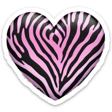 dark pink zebra print heart sticker