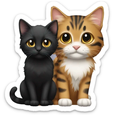 a long haired tabby full body and black cat sticker