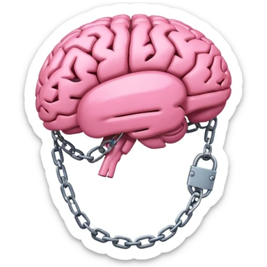 pink brain, chained up with one chain, side view sticker