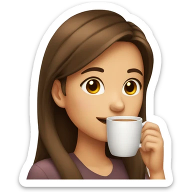 Girl sipping tea tan and brown hair  sticker