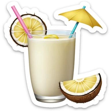 hawaii coconut drink with lemon sticker