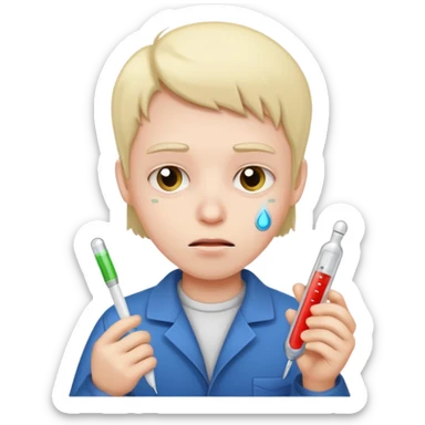 Very sick with thermometer sticker