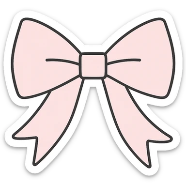 Make the preppy pink bow more long and flowy, light pink, symmetrical, chic, no background. sticker