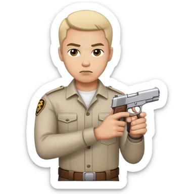 Ernstes Emoji mit Pistole sticker