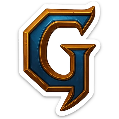 Add Warcraft-inspired colors to the icon of the letter G in LifeCraft Font style, keeping the fantasy medieval look, no background. Maintain the fantasy medieval style and color palette reminiscent of Warcraft. sticker