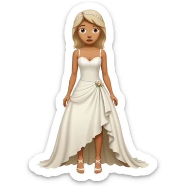 woman ripped wedding dress standing on foot sticker