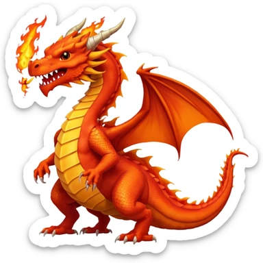Red dragon with fire full sticker