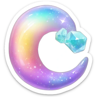 glossy Pastel iridescent rainbow crystal crescent sticker