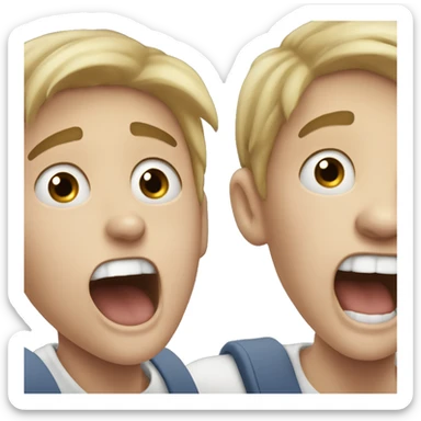 white-skinned schoolboy screams in surprise and holds his head sticker