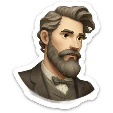 handsom bearded man art nouveau sticker