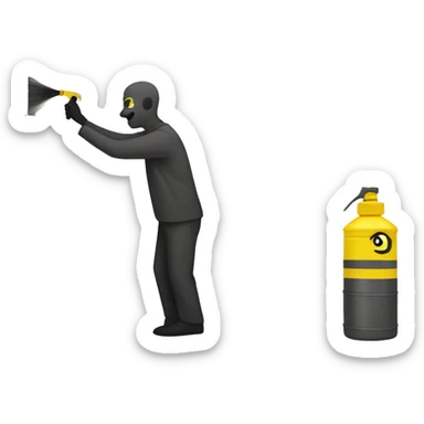 man spraying on a wall sticker