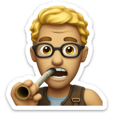 Crazy face holding pipe  sticker