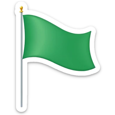 Emoji-style triangular flag, bright green, flat design, no folds or shading, simple and clean, minimalistic, centered on plain white or transparent background, high resolution sticker