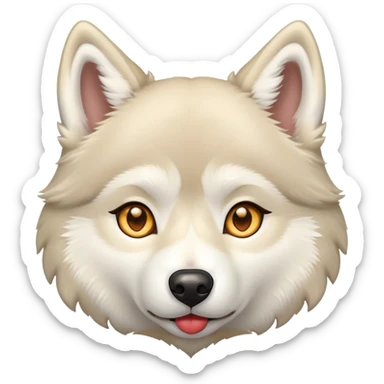 Beige husky holding a heart  sticker