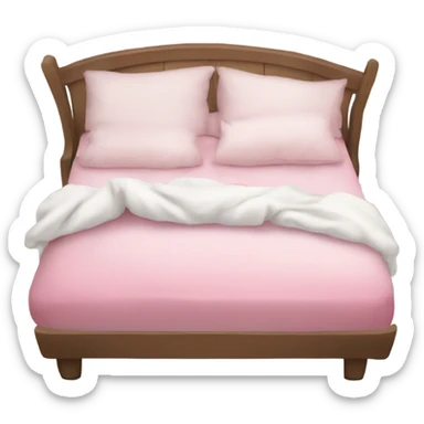 Asthetic bed with withe and pink pillows sticker