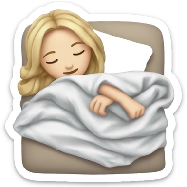 White girl sleeping in folded blanket sticker