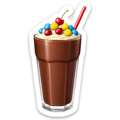 Un vaso cubierto de chocolate que arriba se vea crema batida varias fresas y mym sticker