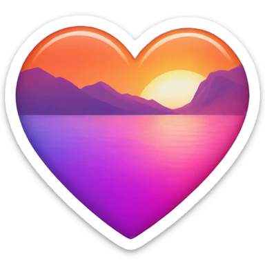 Sunset coloured heart sticker