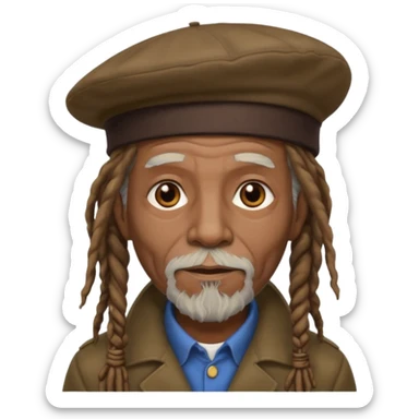 dreadlocks old man, beret hat sticker
