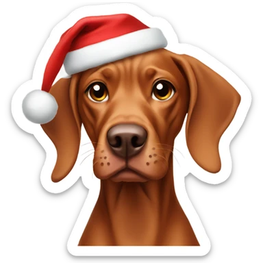 Vizsla Dog wearing christmas hat sticker