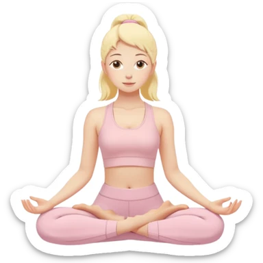 pastel beige pink yellow tones, soft grain texture, no background, minimal flat design, relaxed young woman doing yoga pose, gentle feminine mood, cozy pinterest aesthetic sticker