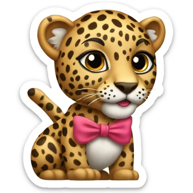 Leopard with bow sticker
