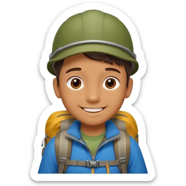 Boy + backpack,Mountain Campers. sticker