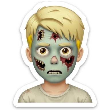 boy zombie with blonde hair no expressions 19 years sticker