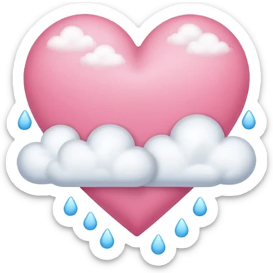pink heart + cloud sticker