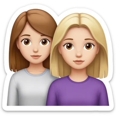 Girl with brown hair and girl with blonde hair  sticker