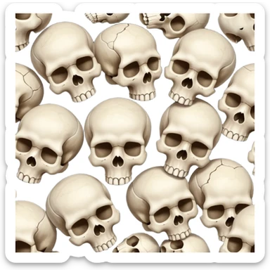 Piles of Skulls, seamless, top down perspective, in the style of gritty realism sticker