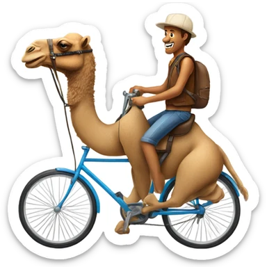 A camel riding a bike sticker