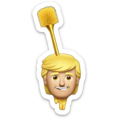 Trump with a golden toilet brush in his hand sticker