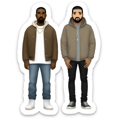kanye west standing next to drake sticker