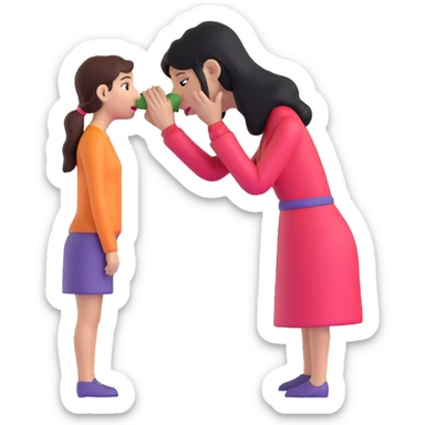 woman bowing on a giant nose sticker