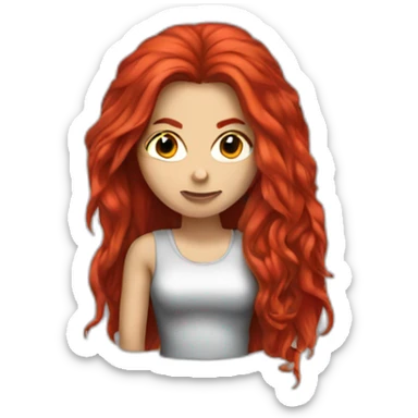 heavy metal woman with long red hair sticker