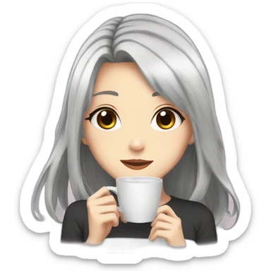 Anime girl drink coffee  sticker