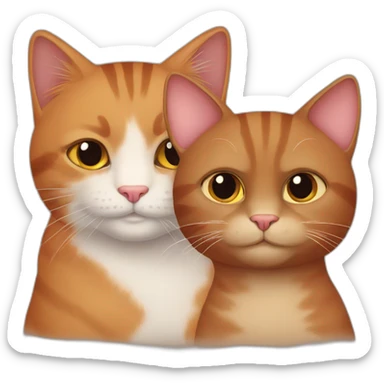 A red cat with brown eyes and a brown cat with brown eyes love each other sticker