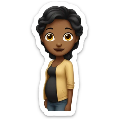 Brown girl with black hair pregnant  sticker