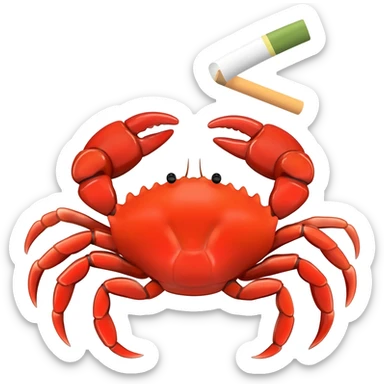 crab smoking a green cigarette sticker