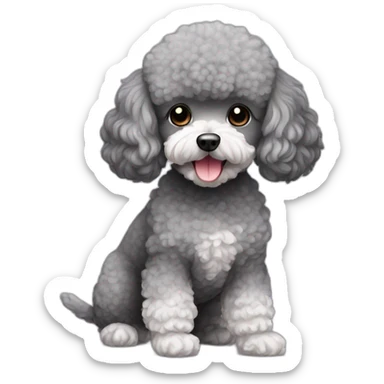 Toy poodle with grey toy mouse sticker