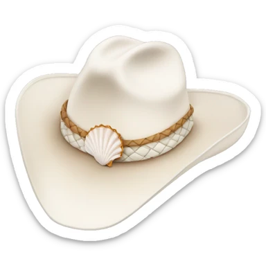 White cowgirl hat with seashell band sticker