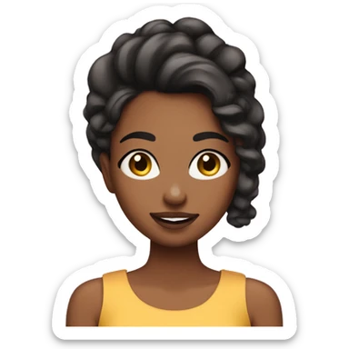 make an emoji of a girl with burnette hair doing makeup  sticker