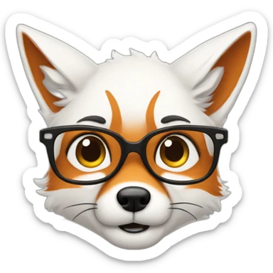a nerdy fox with dark hair sticker